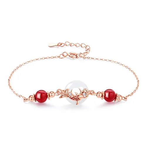 Lao Feng Xiang Hetian Jade Bracelets White Jade Women's