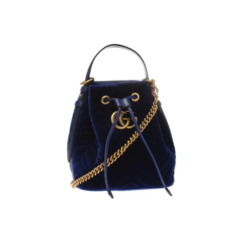 GUCCI Marmont Velvet Bucket Bags Shoulder Bag Crossbody Bag Handbag Women's Blue-1