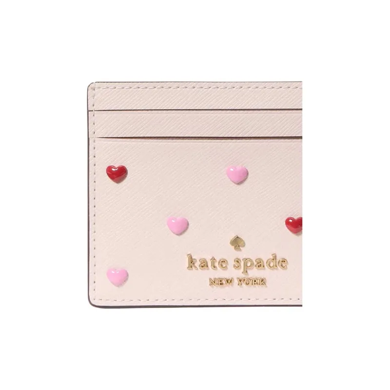Kate Spade Cow Leather Card Holder Small Size Women's Candy Pink-4