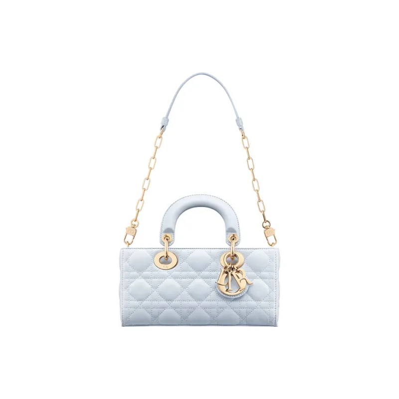 DIOR Lady D Joy Lambskin Shoulder Bag, Crossbody Bag, Handbag Small Size Women's Light Blue-1