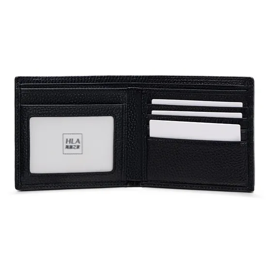 HLA Cow Leather Wallet Regular Unisex Black-3