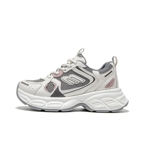 FIVE PLUS Cushioning, Lightweight, Breathable Low Top Chunky Sneakers Women's Gray