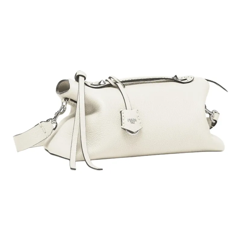 FENDI By The Way Series Calfskin One Shoulder Handbags Large Size Women's White-2