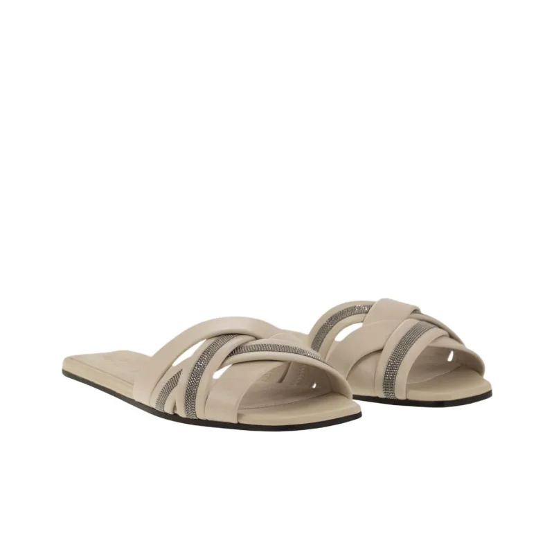 Brunello Cucinelli Beaded Slip On Sandals Women's-2
