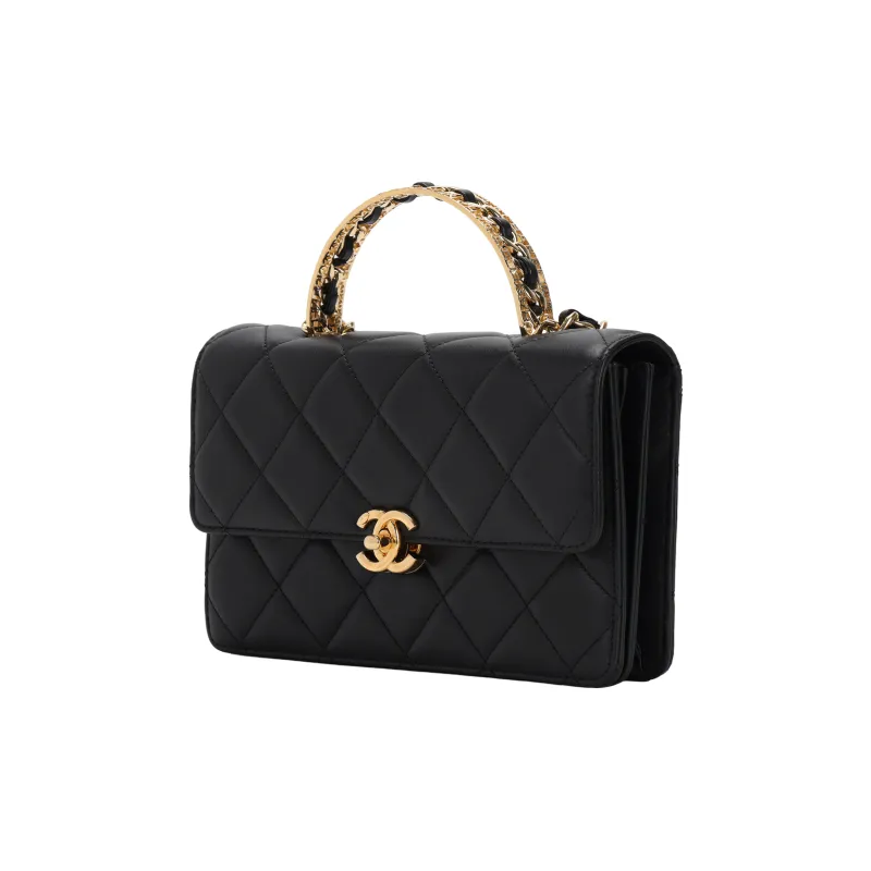 CHANEL Classic Flap CF Smooth Cow Leather Square Bag With Flap Shoulder Bag Crossbody Bag Mini Women's Black-1
