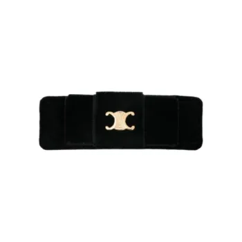 CELINE Le Soir Ribbon Hair Clip In Polyester Calfskin Brass With Gold Finish And Steel