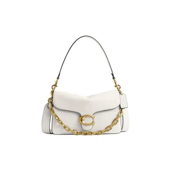 COACH Tabby Cow Leather Shoulder Bag Women's Chalk White