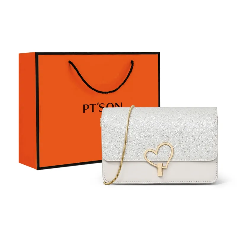 PT'SON Cow Leather Small Square Bag Underarm Shoulder Bag Regular Women's White/Black-6