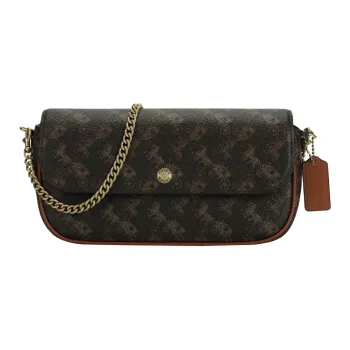 COACH Brook Flap Artificial Leather Shoulder Bag Women's Brown
