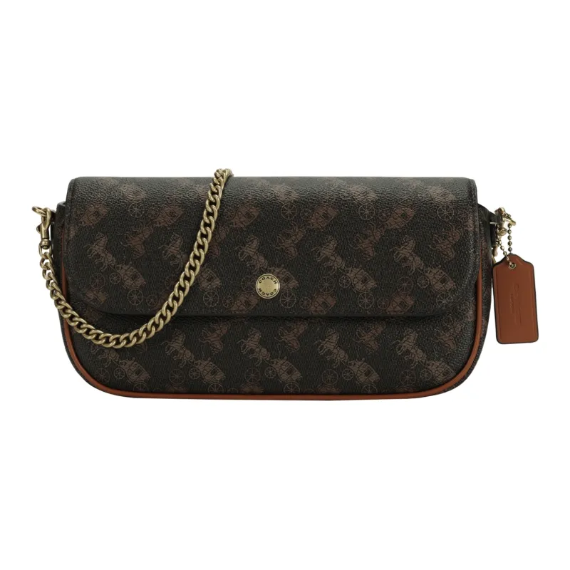 COACH Brook Flap Artificial Leather Shoulder Bag Women's Brown-0