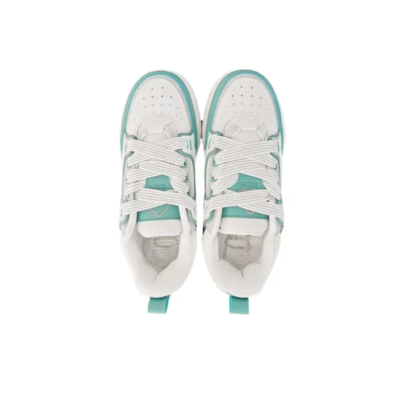 Anta Wear-Resistant Slip-Resistant Coverage Low-Top Skateboard Shoes Women's White Green-1