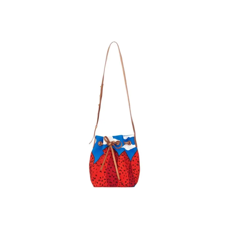 Marimekko Mansur Gavriel Collaboration Cotton Shoulder Bag Medium Size Women's Strawberry Mountain Print-0