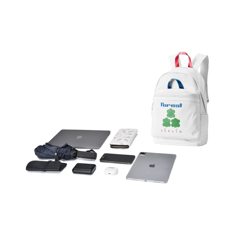 QRST Eco Friendly Fabric Backpack Regular Unisex White-4