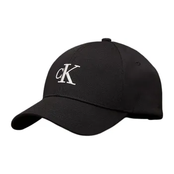 CALVIN KLEIN Recycled Polyester, Polyester, Recycled Mixed Polyester Twill Baseball Caps Men's Black