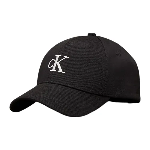 CALVIN KLEIN Recycled Polyester, Polyester, Recycled Mixed Polyester Twill Baseball Caps Men's Black