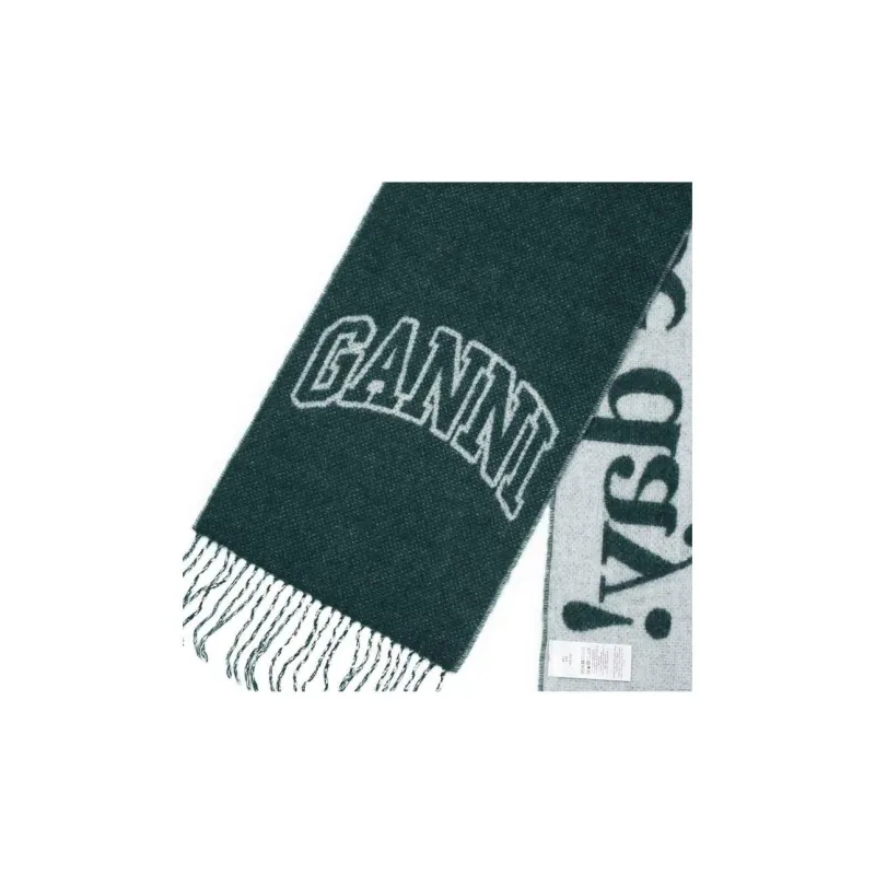 GANNI Recycled Wool, Wool Knit Scarves Women's Green-4