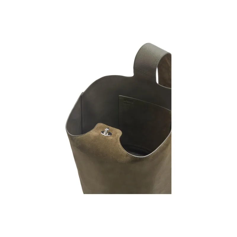 LOEWE Pebble Bucket Suede Bucket Bags Crossbody Bag Shoulder Bag Medium Size Women's Black Olive-7