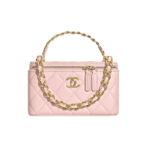 CHANEL Waxed Sheepskin Handbag Shoulder Bag Crossbody Bag Clutches Women's Cherry Blossom Pink