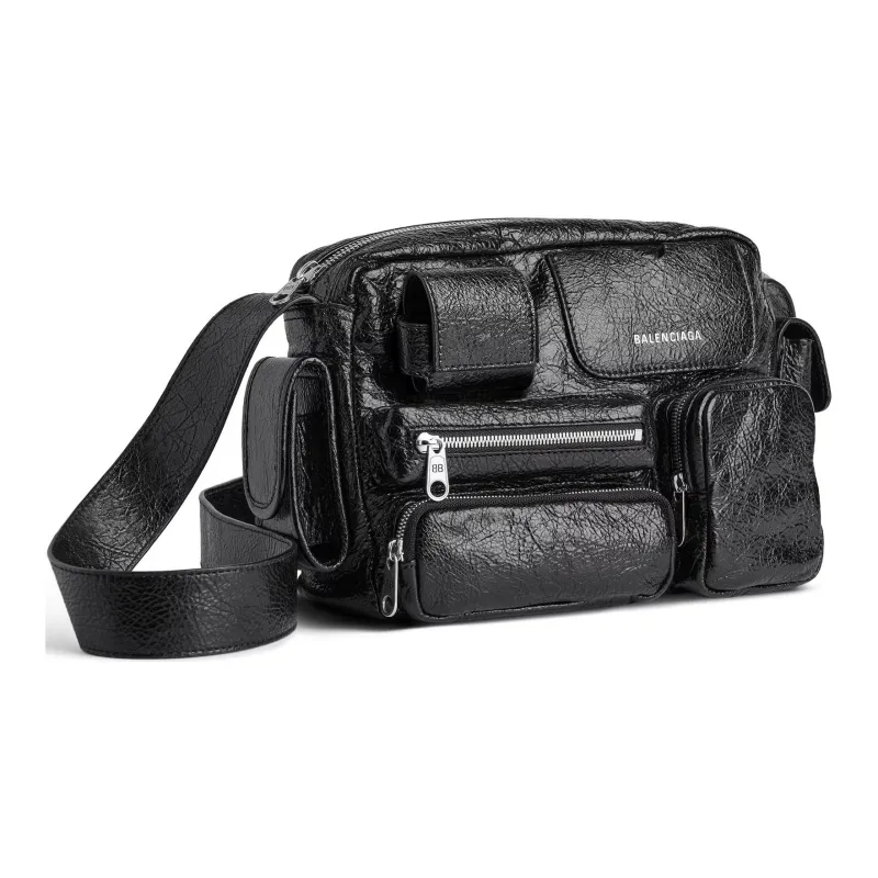 Balenciaga Lambskin Camera Bag, Crossbody Bag, Shoulder Bag Men's Black-3