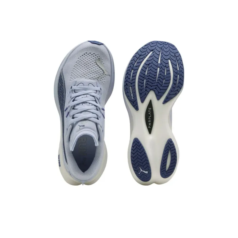 PUMA Deviate NITRO 3 Shock Absorbers With Slip Resistant Features Low Top Running Shoes Women's Gray Blue-3