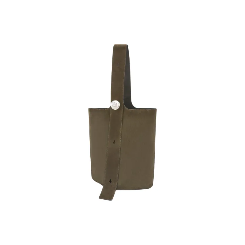 LOEWE Pebble Bucket Suede Bucket Bags Crossbody Bag Shoulder Bag Medium Size Women's Black Olive-1
