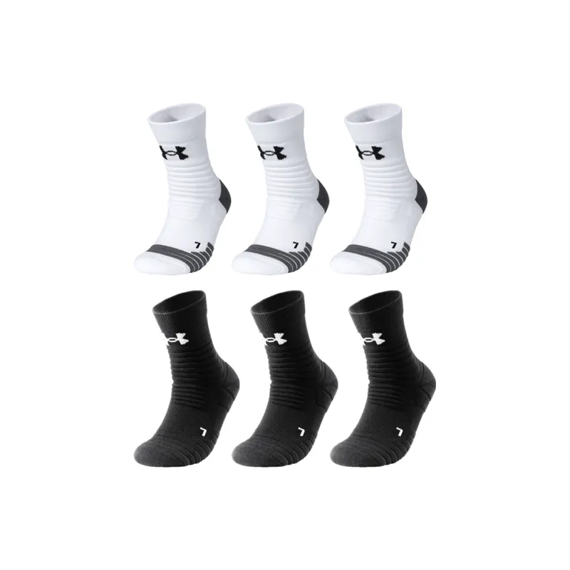 Under Armour Mid Calf Socks Unisex Combo Set White Gray-0