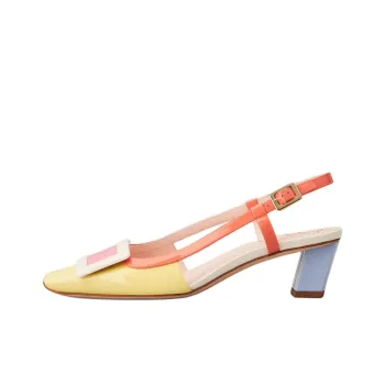 Roger Vivier Belle Vivier Block Heel High Heels 4.5cm Women's Yellow Blue