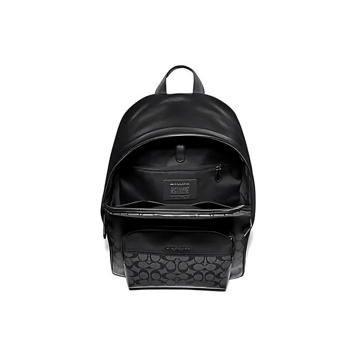 COACH Houston Canvas With Leather Backpack Large Size Men's Dark Brown-1