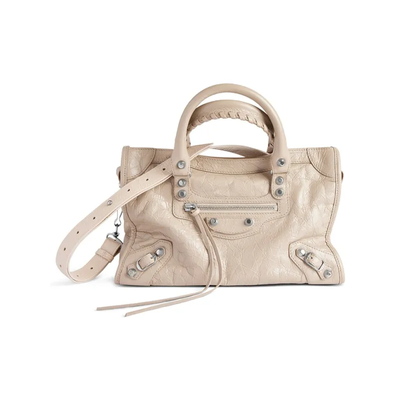 Balenciaga Le City Lambskin One Shoulder Handbags Small Size Women's Beige-2