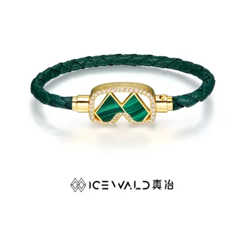 ICEWALD Malachite 925 Sterling Silver 18K Gold Plated Bracelets Women's Green