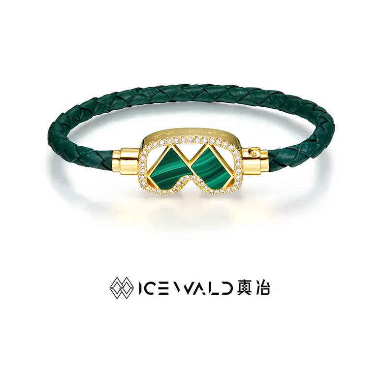ICEWALD Malachite 925 Sterling Silver 18K Gold Plated Bracelets Women's Green-0