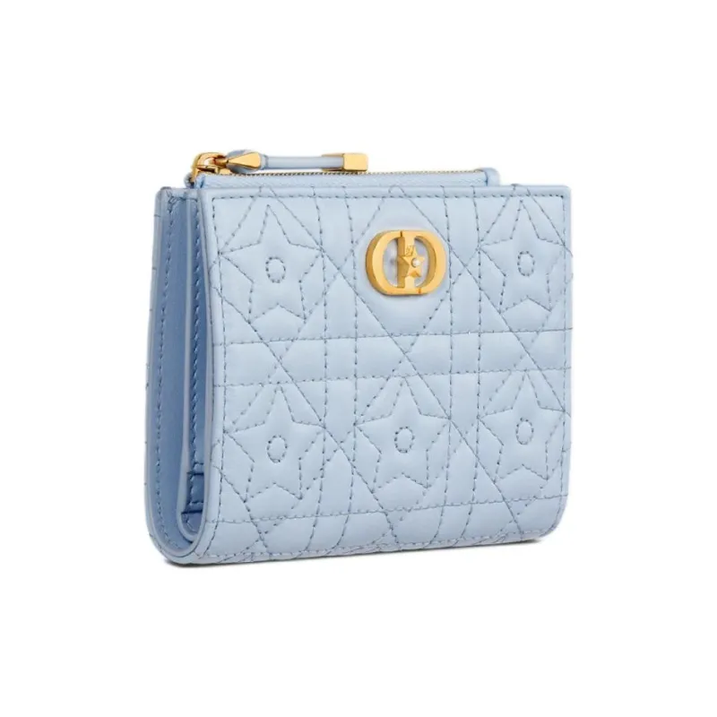 DIOR Caro Lambskin Wallet Women's Sky Blue-1