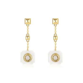Gongzhu Earrings White Jade Women's
