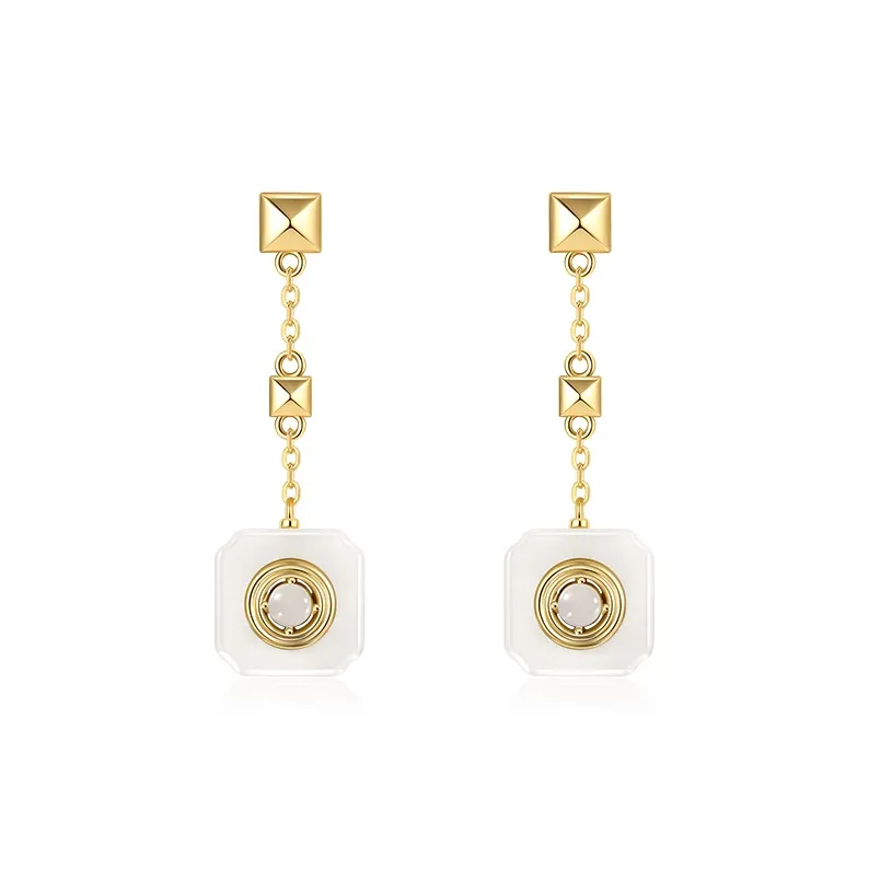 Gongzhu Earrings White Jade Women's-0