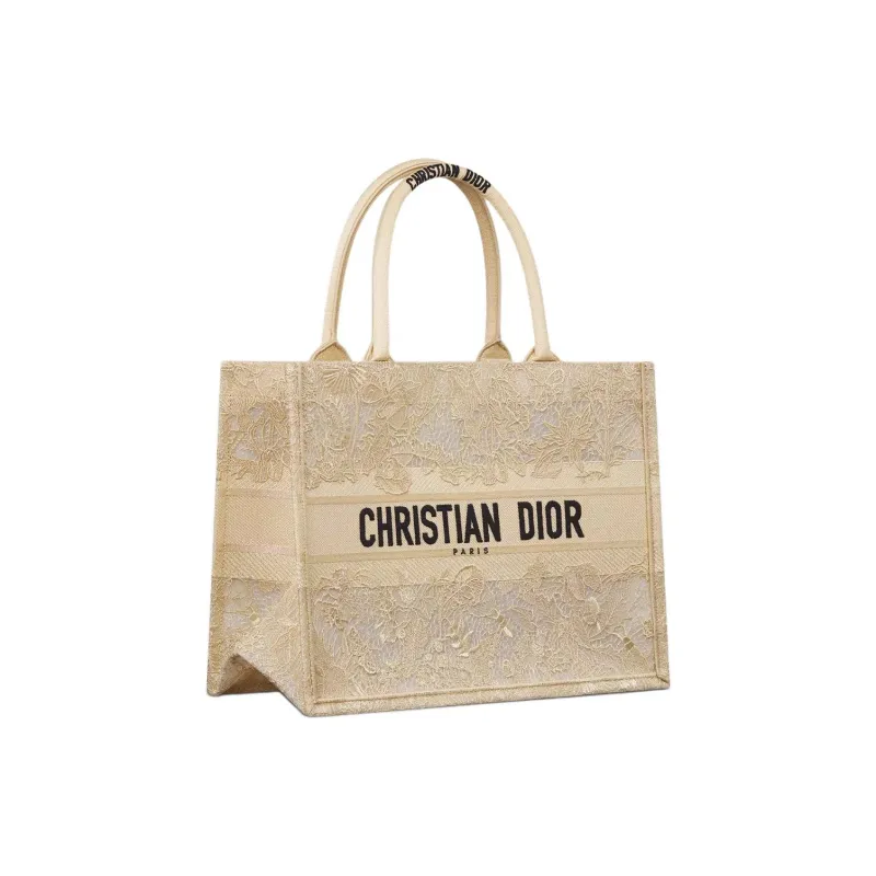 DIOR BookTote Cotton Tote Bag, Shopping Bag, Handbag Women's Beige-1