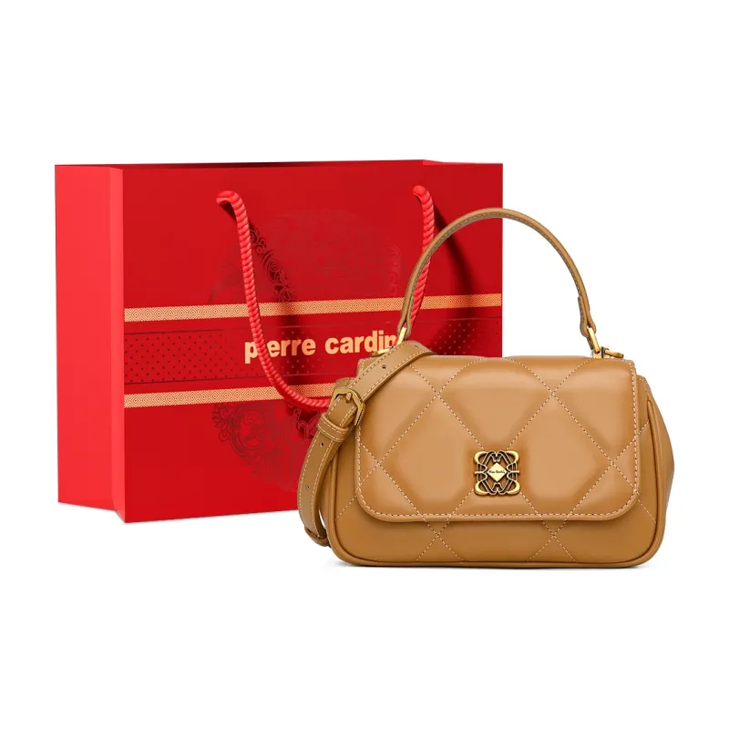 PIERRE CARDIN Top Grain Cow Leather Handbag Crossbody Bag Regular Women's Black/Yellow Brown/Beige-6