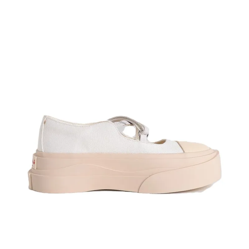 MARCHE STUDIOS Height Increasing Wear-Resistant Slip-Resistant Low-Top Canvas Shoes Women's White-1