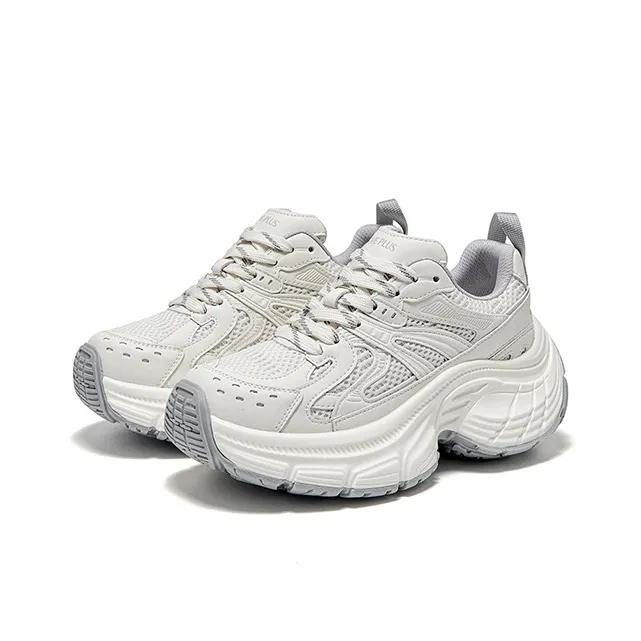 FIVE PLUS Anti Slip Wear Resistant Low Top Chunky Sneakers Women's Beige-2