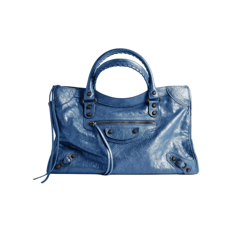 Balenciaga Le City Lambskin One Shoulder Handbags Medium Size Women's Blue-1