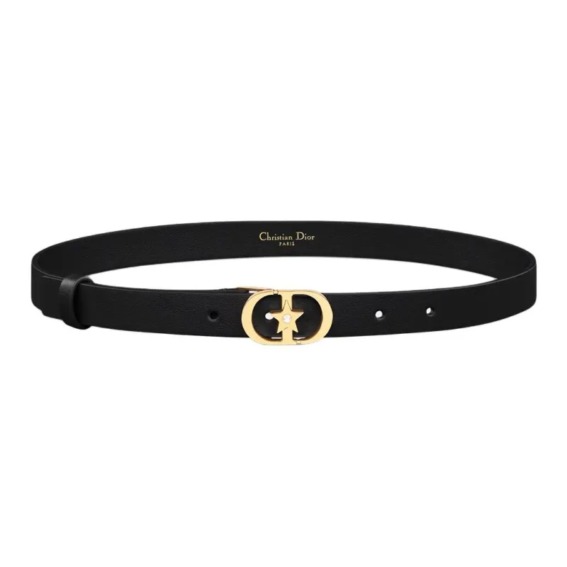 DIOR Cow Leather Leather Belts Women's Black Width: 2CM-0