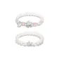 Chinese Auspicious Animal Beaded Bracelet, White+Pink, 1 Pair