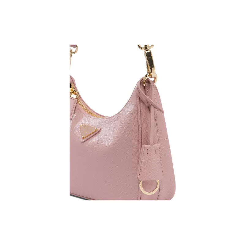 PRADA Lambskin Shoulder Bag Mini Women's Pink-3