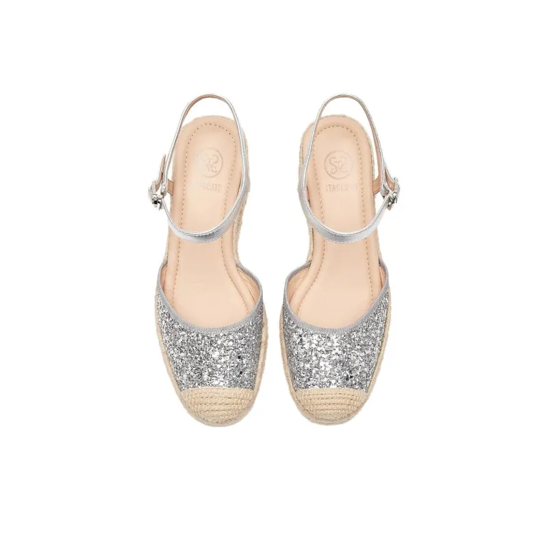 Staccato Natural Straw Woven High Heels 6cm Women's-3