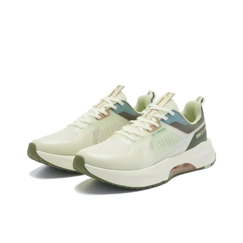 QIAODAN Cushioning, Lightweight, Breathable Low Top Casual Running Shoes Men's Beige Green-3