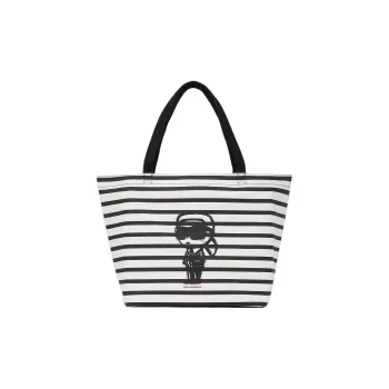 KARL LAGERFELD Recycled Cotton Tote Bag, Shopping Bag, Shoulder Bag Women's Black & White