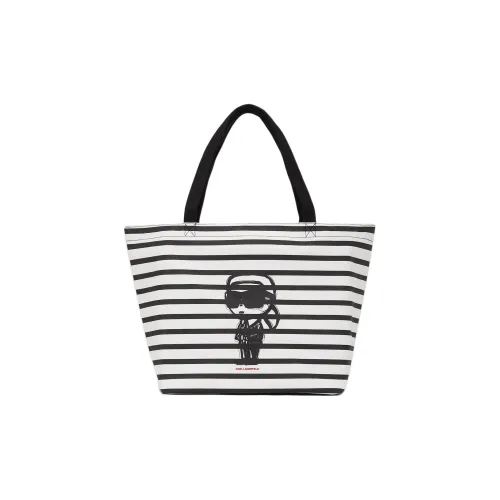 KARL LAGERFELD Recycled Cotton Tote Bag, Shopping Bag, Shoulder Bag Women's Black & White