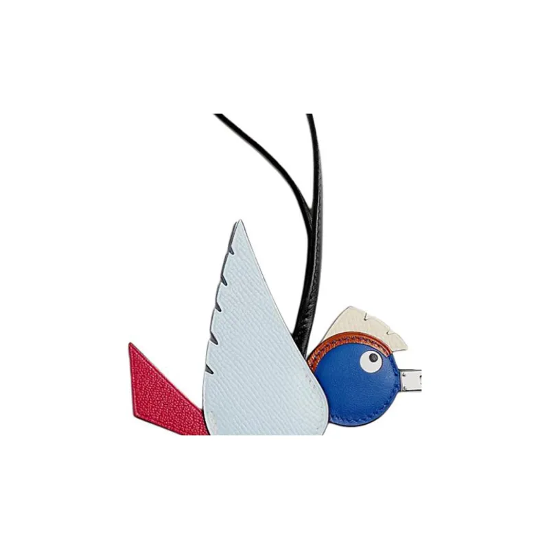 HERMES Epsom Calfskin Bag Charm Bag Accessory Unisex Red & Blue & Multicolor-1