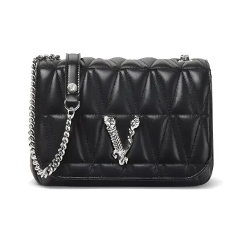 VERSACE Virtus Leather Evening Party Bag Shoulder Bag Crossbody Bag Women's Black