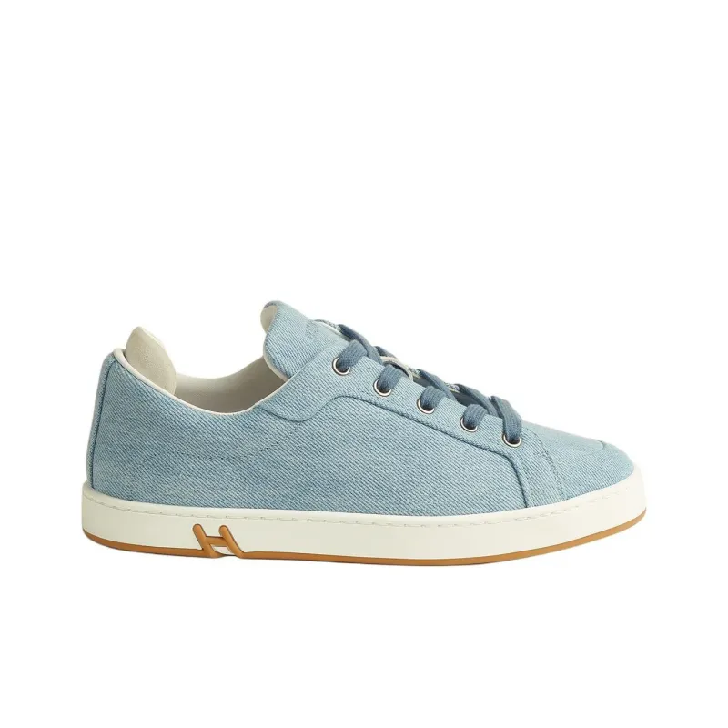HERMES Kid Low Top Canvas Shoes Women's Blue-1