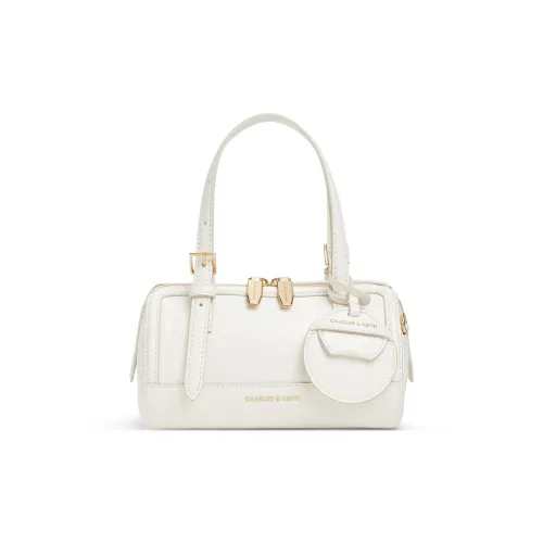 CHARLES&KEITH PU Shoulder Bag, Crossbody Bag, Handbag Small Size Women's Cream Milk White